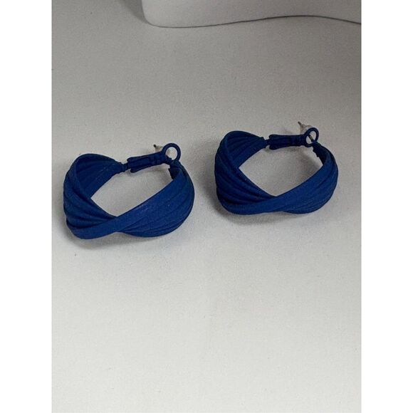 Handmade Jewelry - Blue Twisted Hoop Earrings NWT